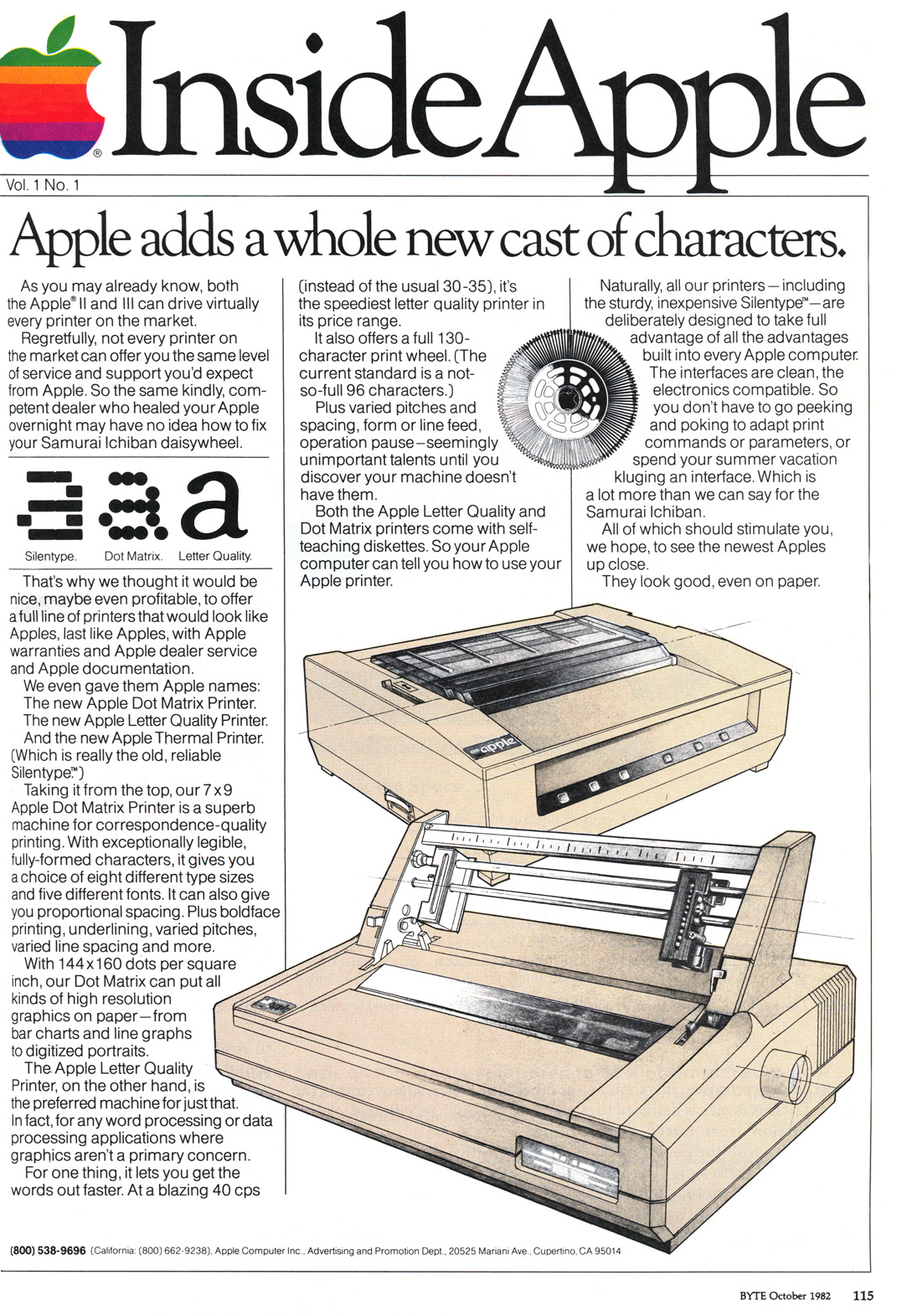 “Inside Apple” vol. 1, no. 1 insert from Byte 10/82