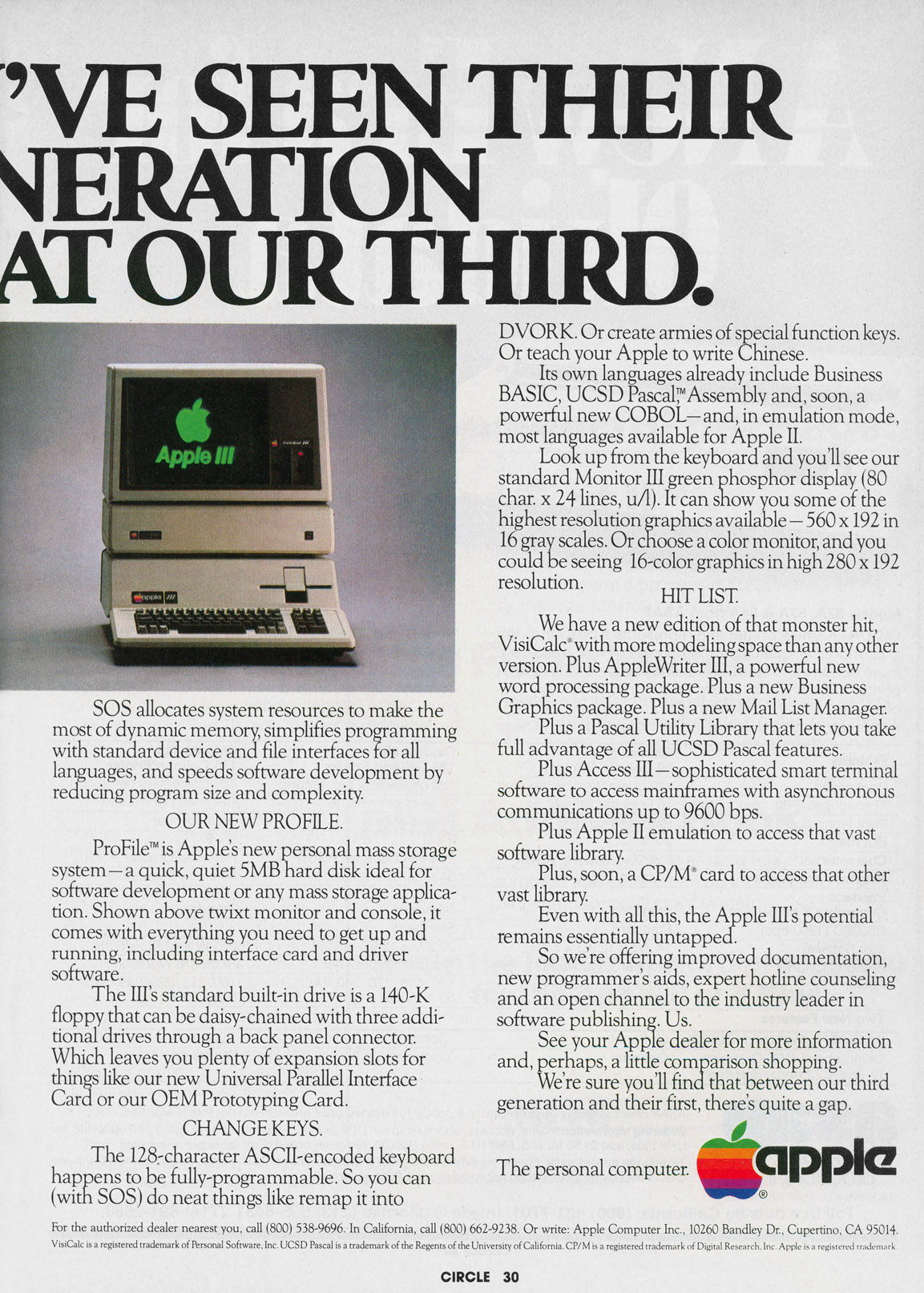 Apple III advertisement from Personal Computing 3/82 (page 2)