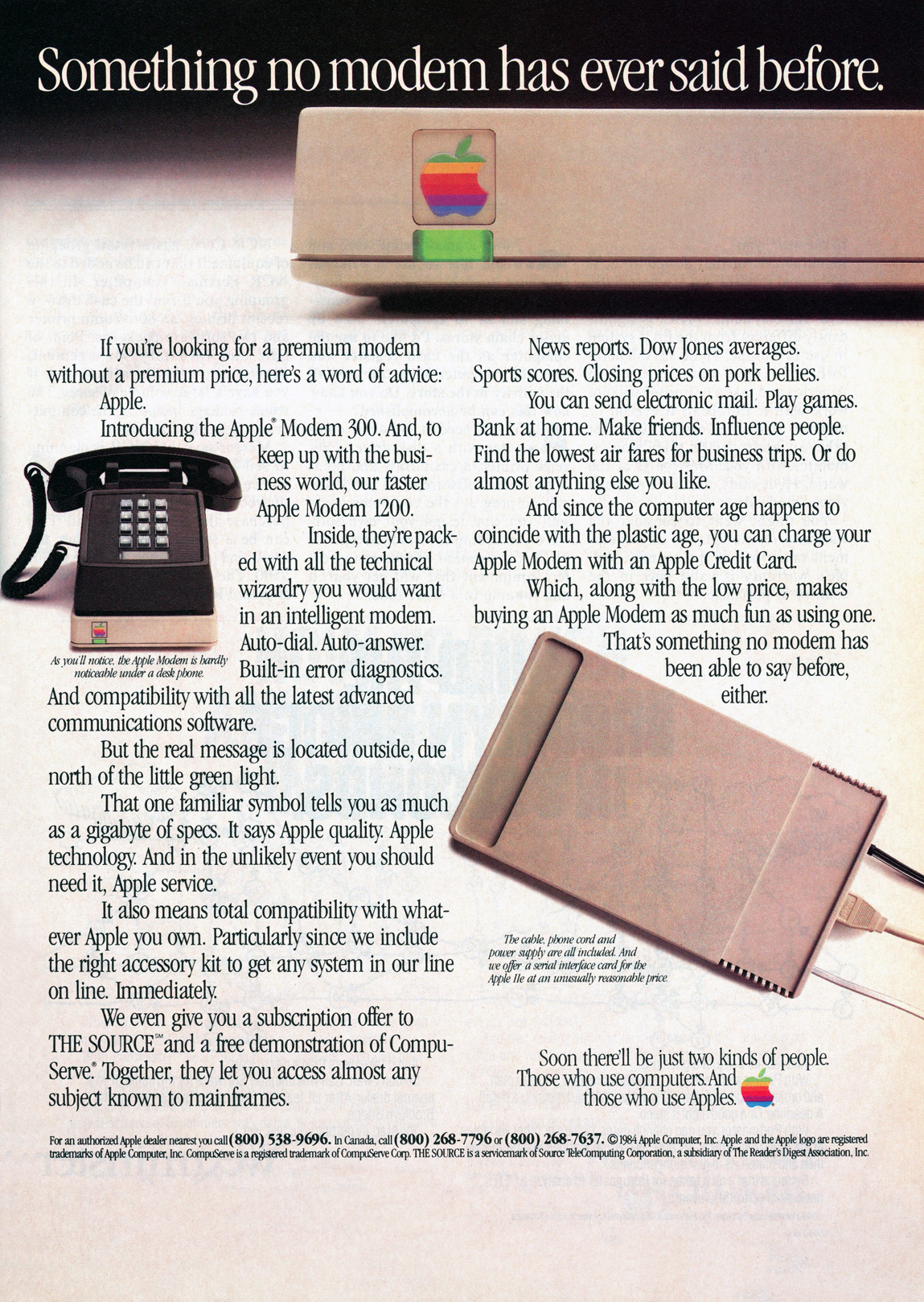 Apple Modem 300 advertisement from Personal Computing 6/1984