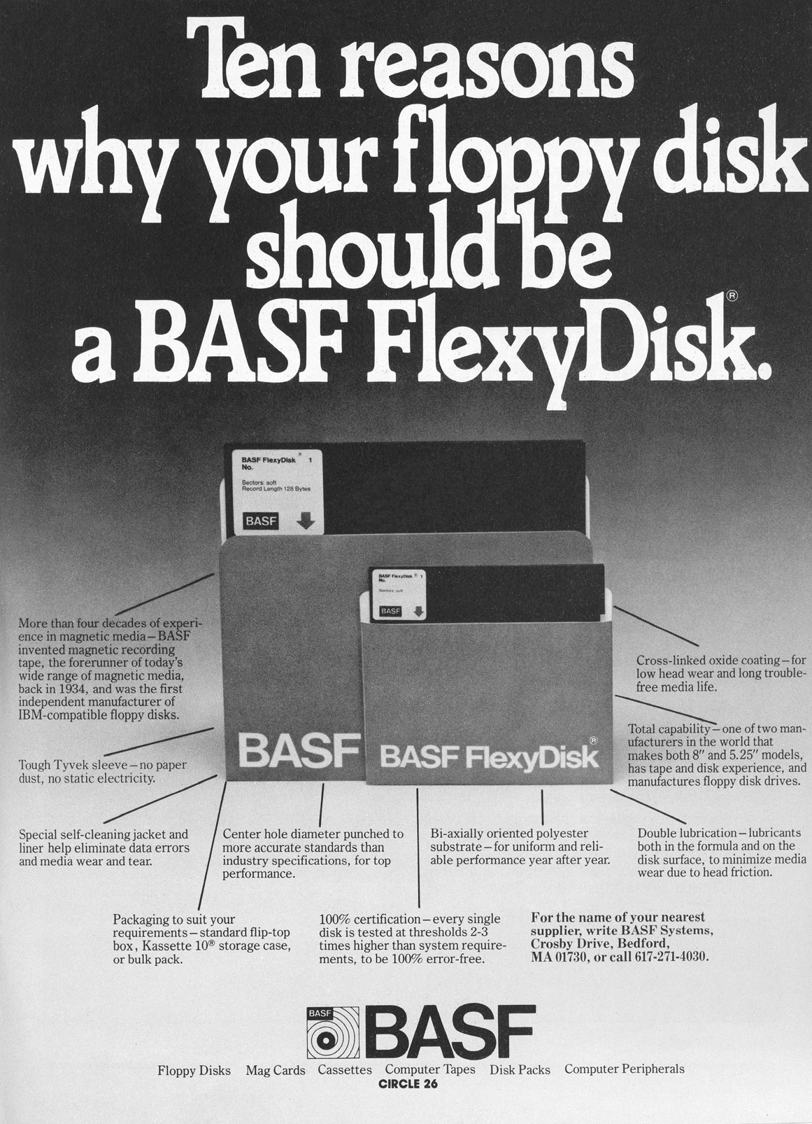 Basf FlexyDisk disks advertisement from Personal Computing 1/82