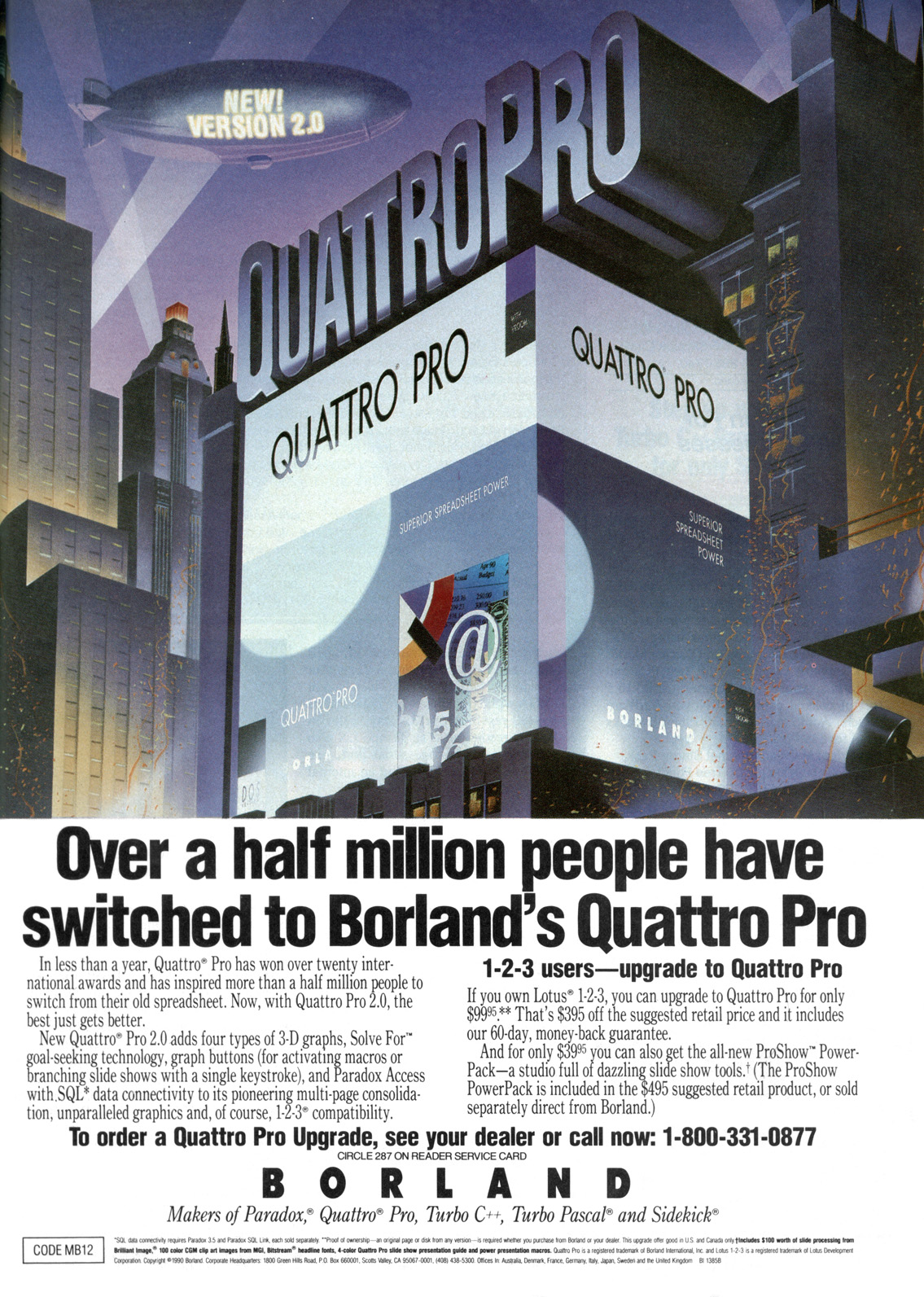 Quattro Pro 2.0 advertisement from PC Magazine 1/91