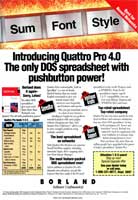 Quattro Pro 4.0 advertisement from PC Magazine 8/92