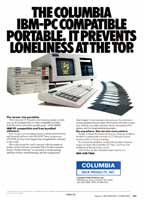 Columbia VP Portable advertisement from Personal Computing 1/84