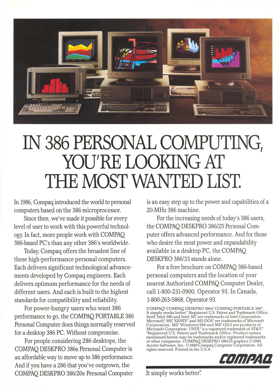 Compaq Deskpro advertisement from Byte 7/89 (page 4)