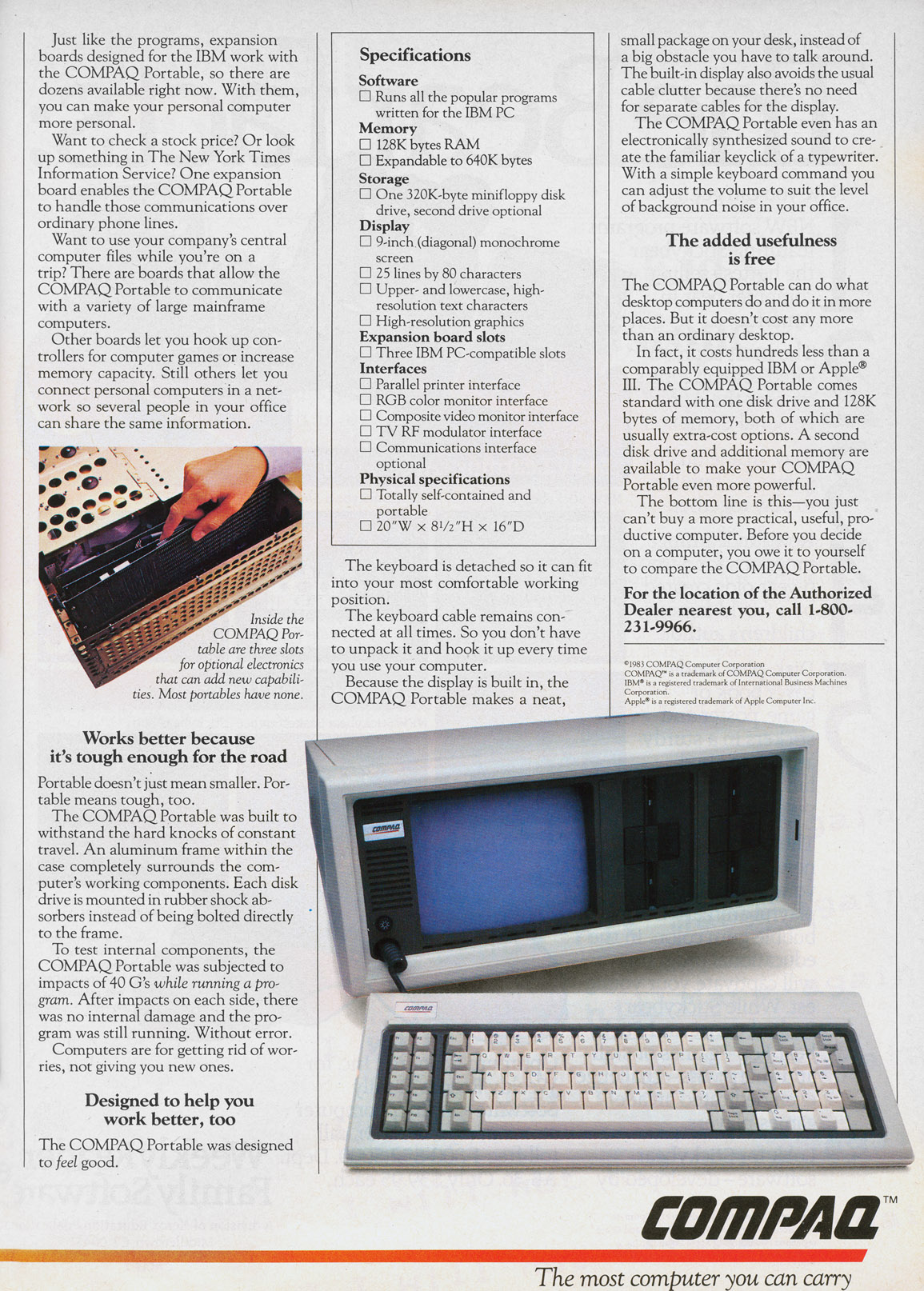 Compaq Portable advertisement from Personal Computing 11/83 (page 2)