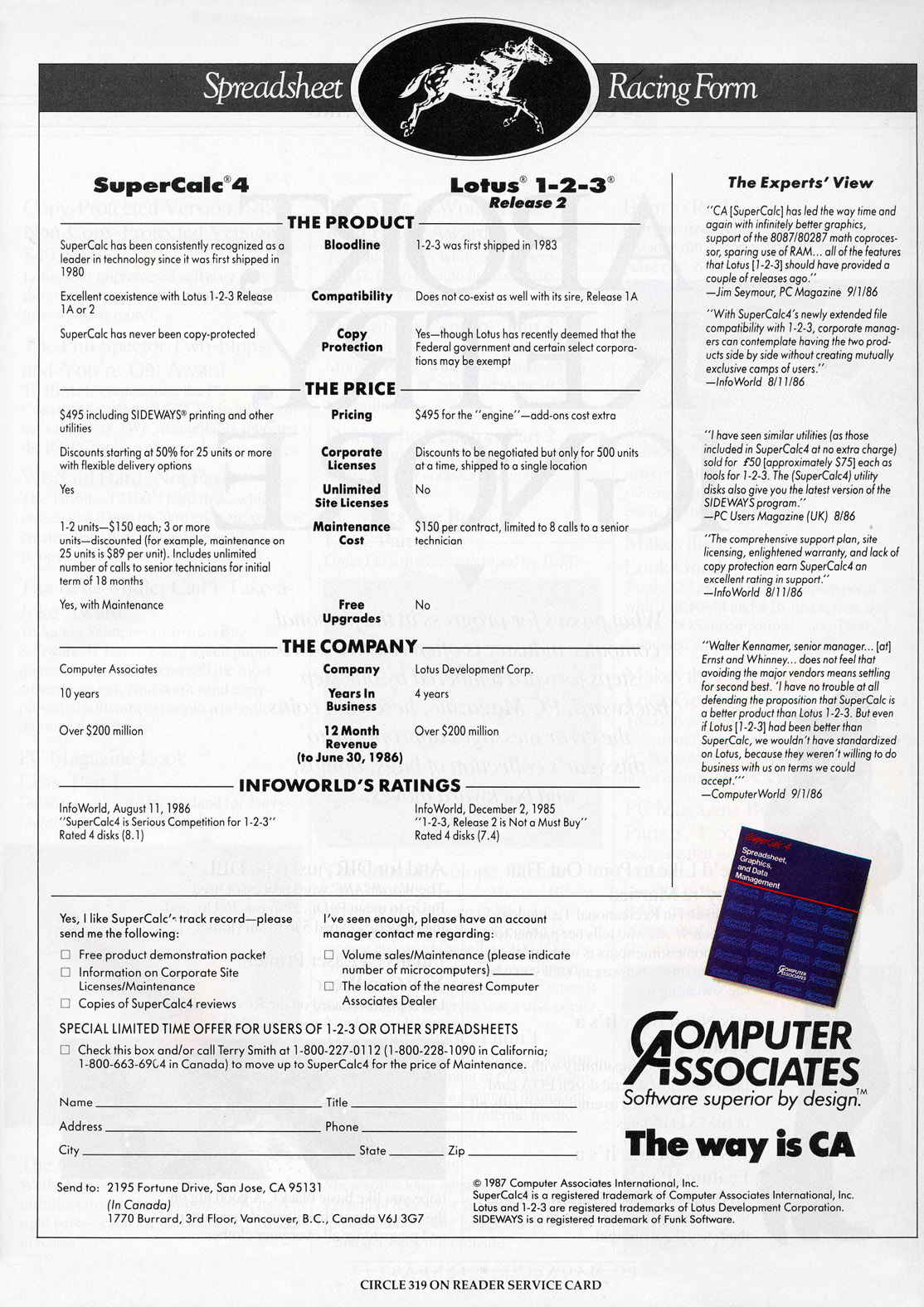 SuperCalc 4 advertisement from PC Magazine 1/87 (page 2)