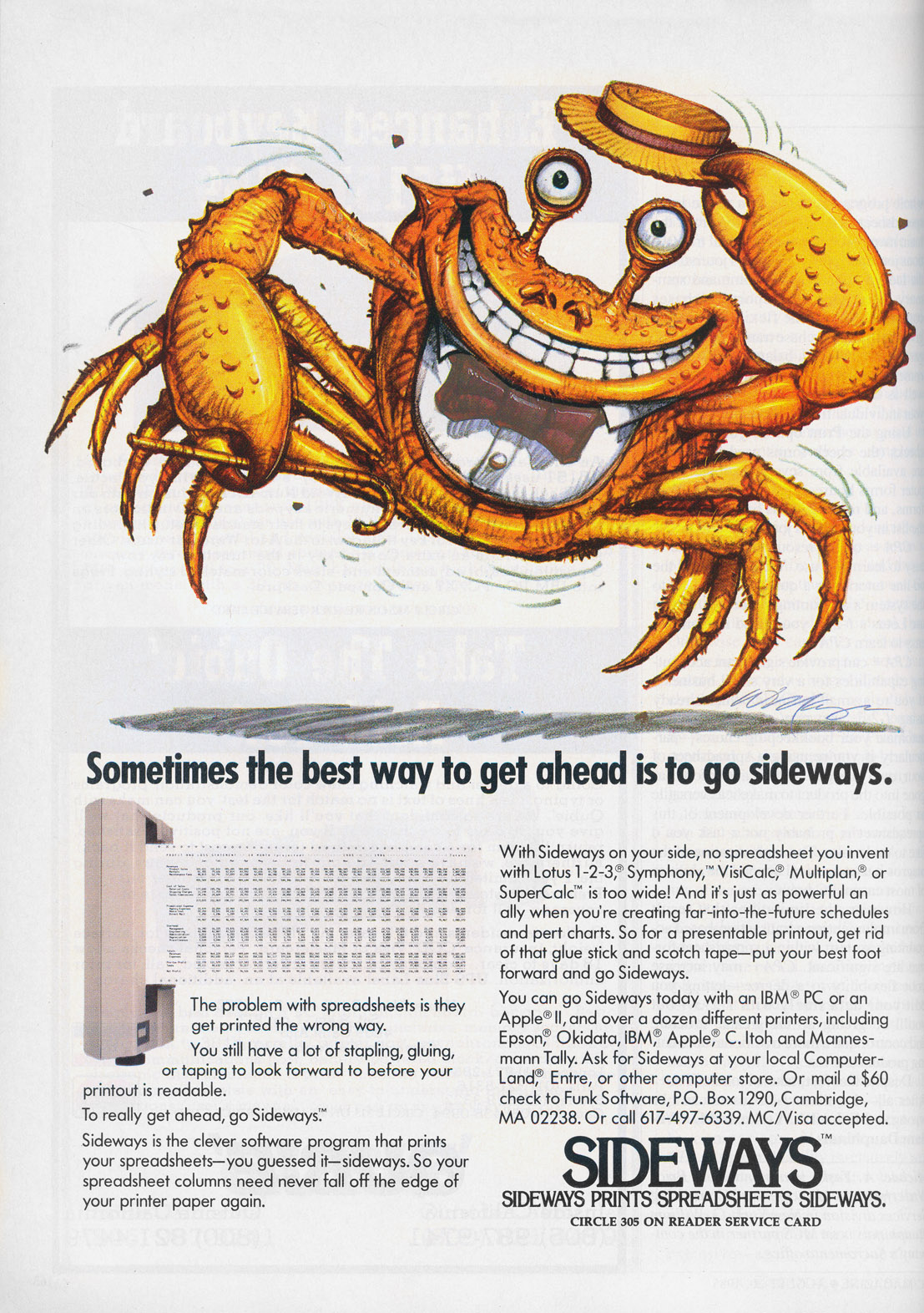 Sideways advertisement from PC Magazine 8/85