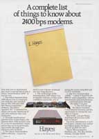 Hayes Smartmodem 2400 advertisement from Byte 11/88