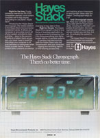 Hayes Stack Chronograph advertisement from Personal Computing 1/82