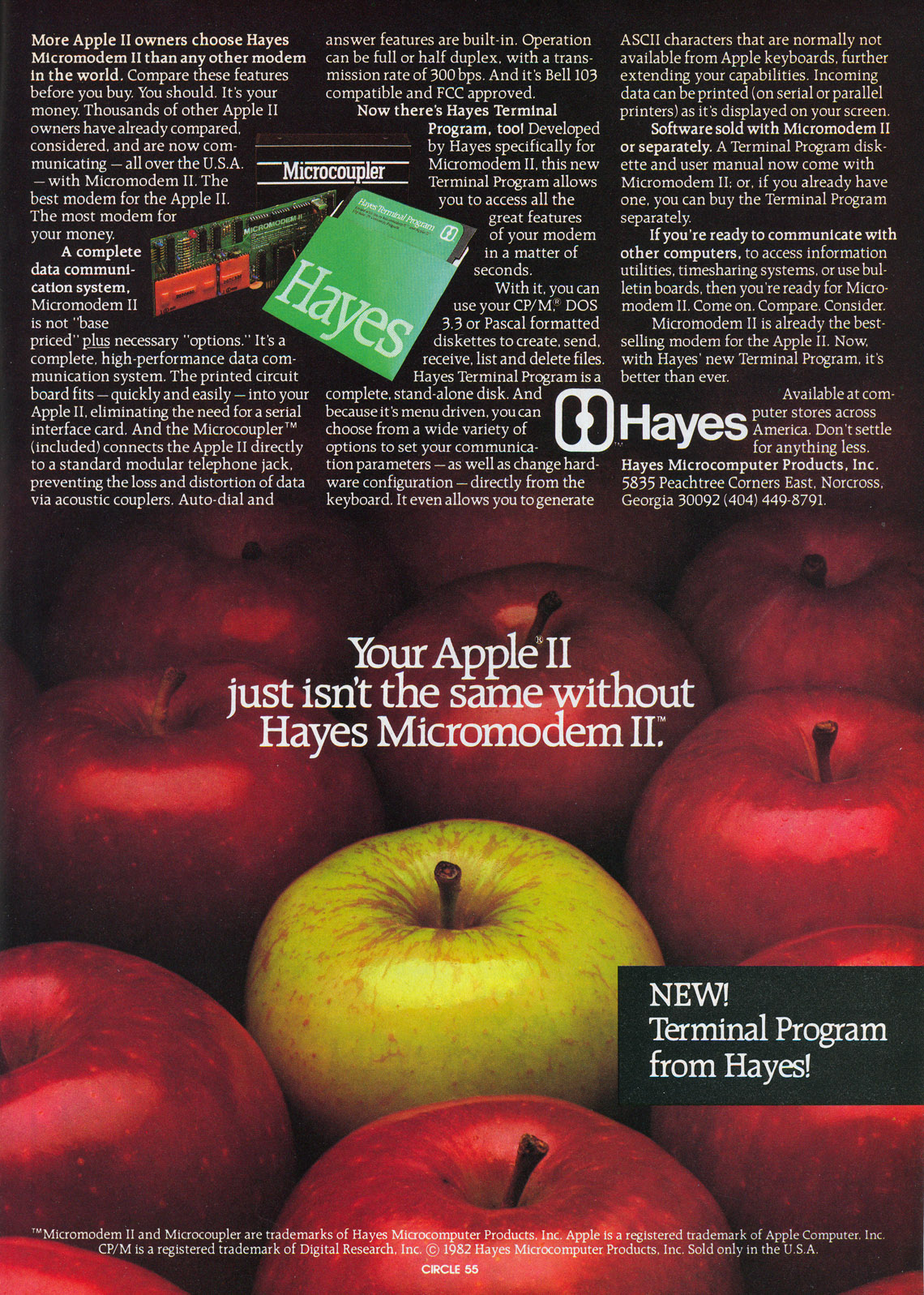 Hayes Micromodem II advertisement from Personal Computing 8/82