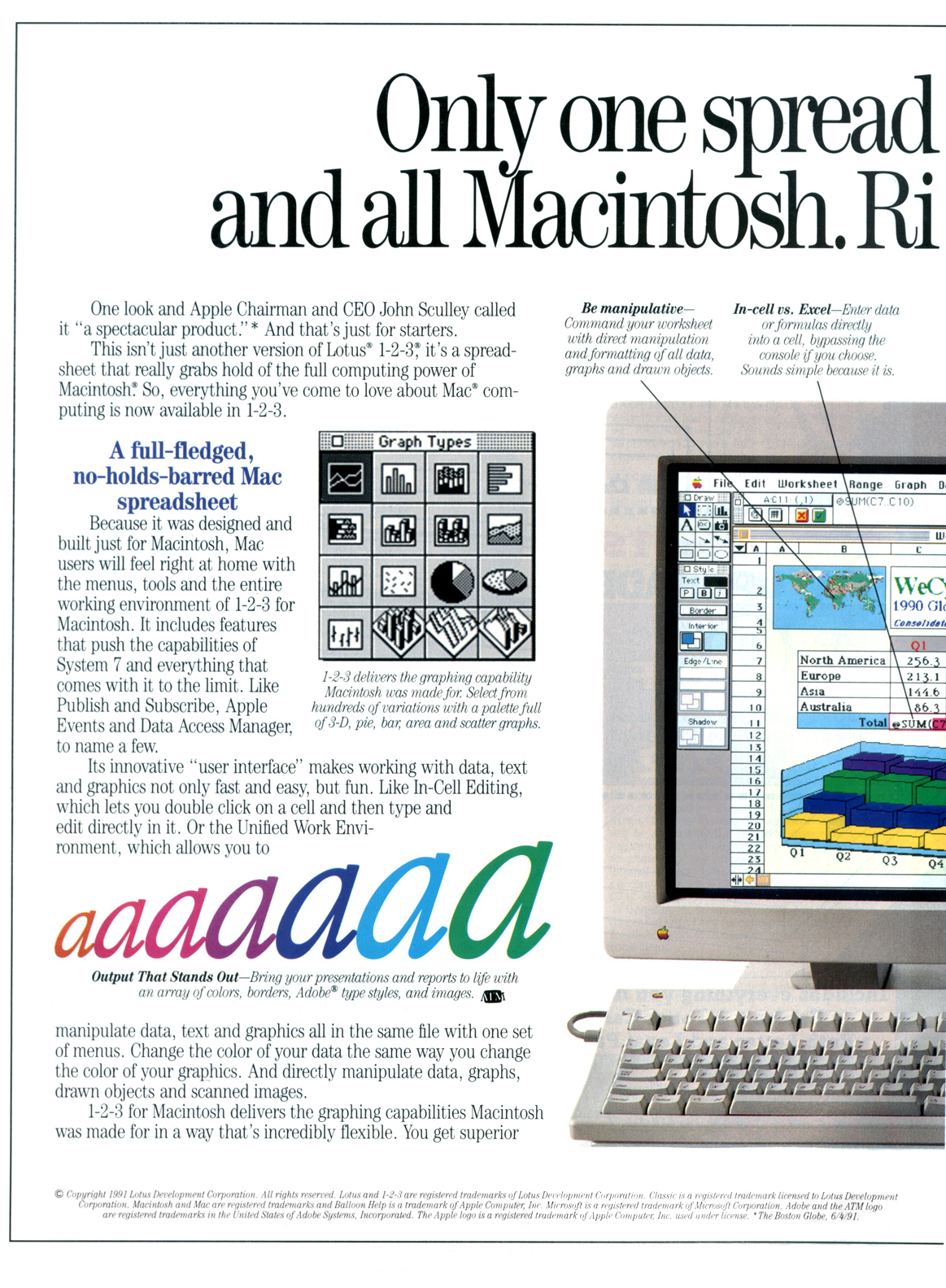 Lotus 1-2-3 for Macintosh advertisement from Macworld 3/92 (page 1)