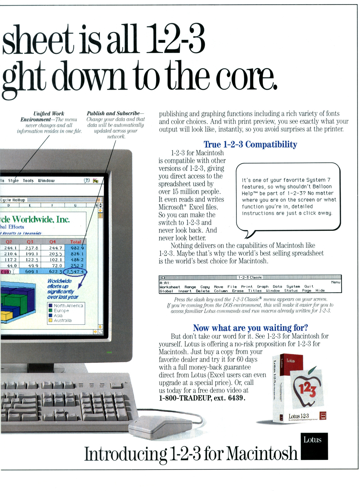 Lotus 1-2-3 for Macintosh advertisement from Macworld 3/92 (page 2)