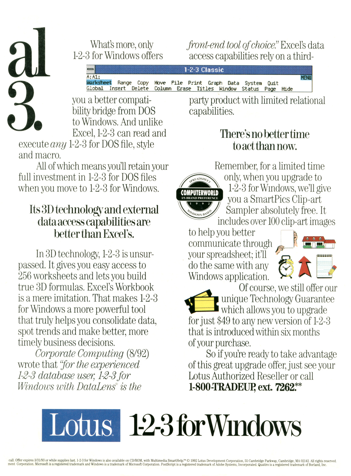 Lotus 1-2-3 for Windows advertisement from PC Computing 1/93 (page 2)