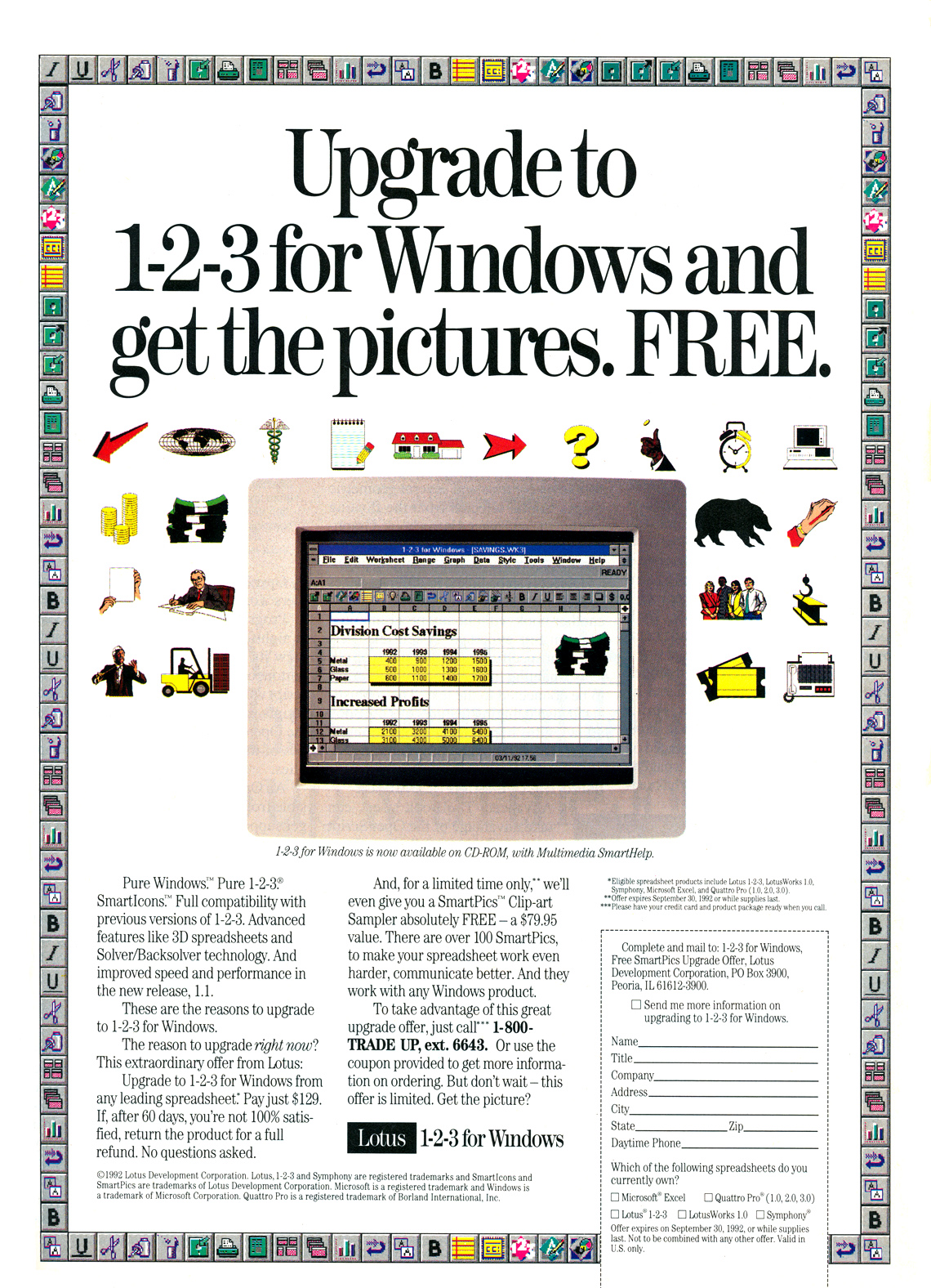 Lotus 1-2-3 for Windows advertisement from PC Magazine 6/92