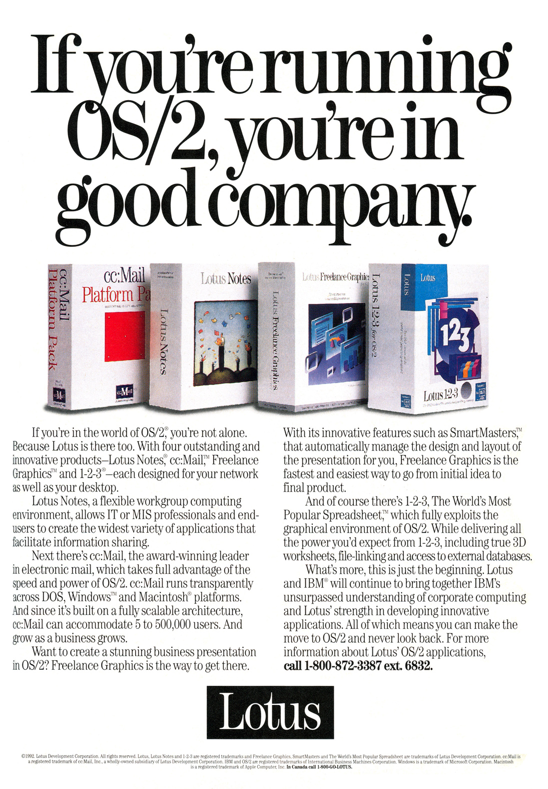 Lotus 1-2-3 for OS/2 advertisement from PC Magazine 7/92