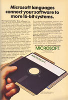 Microsoft programming languages advertisement from Byte 11/83