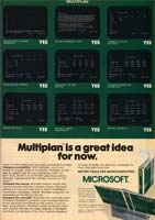 Multiplan advertisement from Byte 3/83