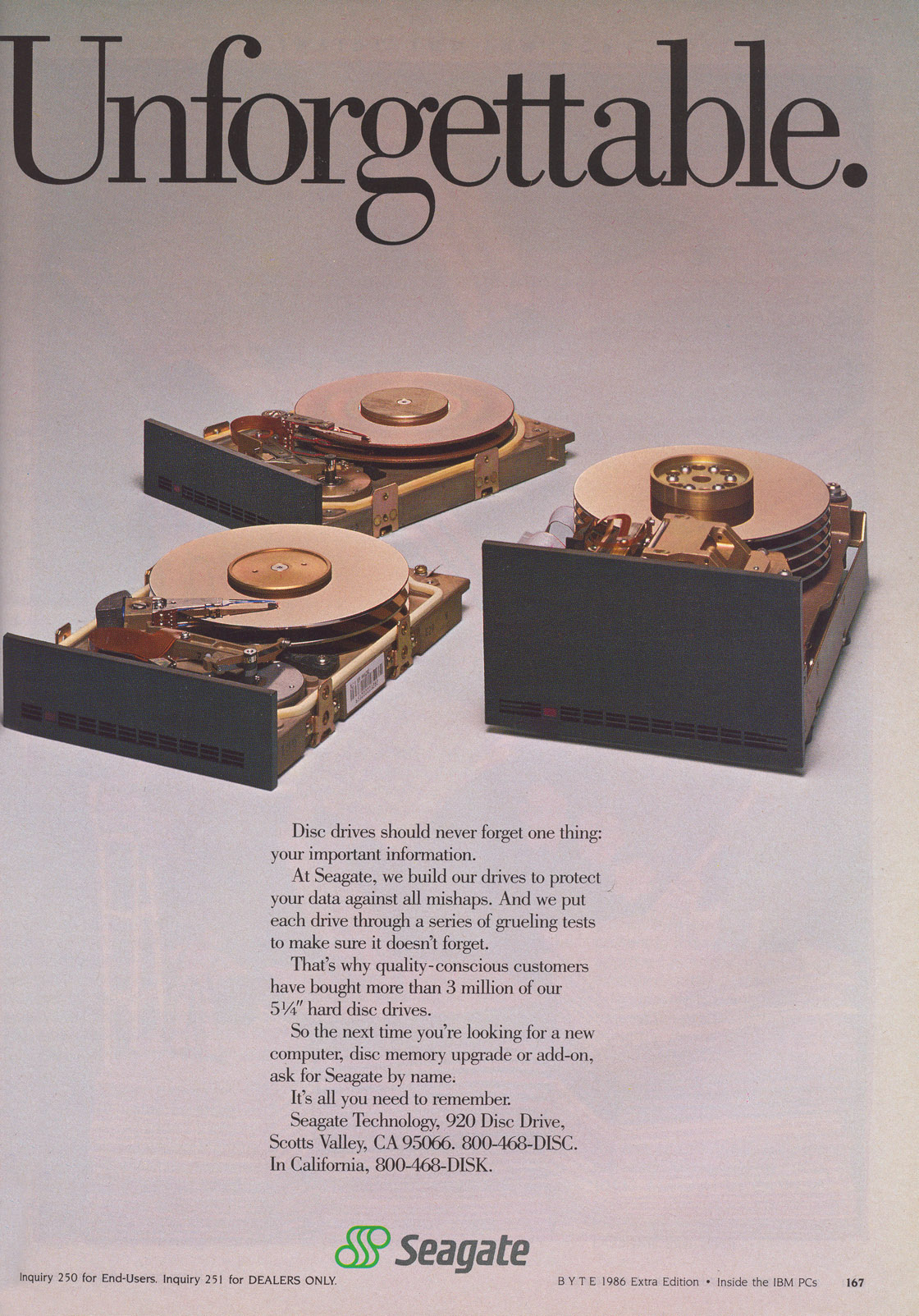 Seagate advertisement from Byte 11/88