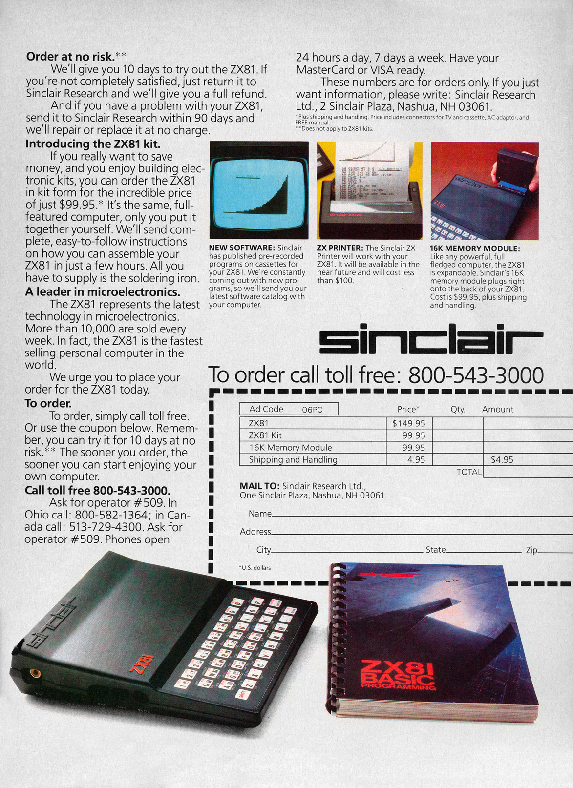 Sinclair ZX81 advertisement from Personal Computing 7/82 (page 2)