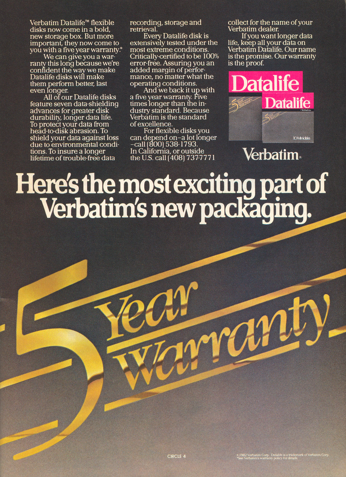 Verbatim disks advertisement from Personal Computing 8/82