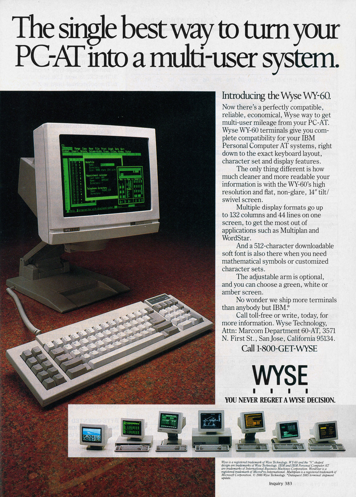 Wyse WY-60 advertisement from Byte 9/86