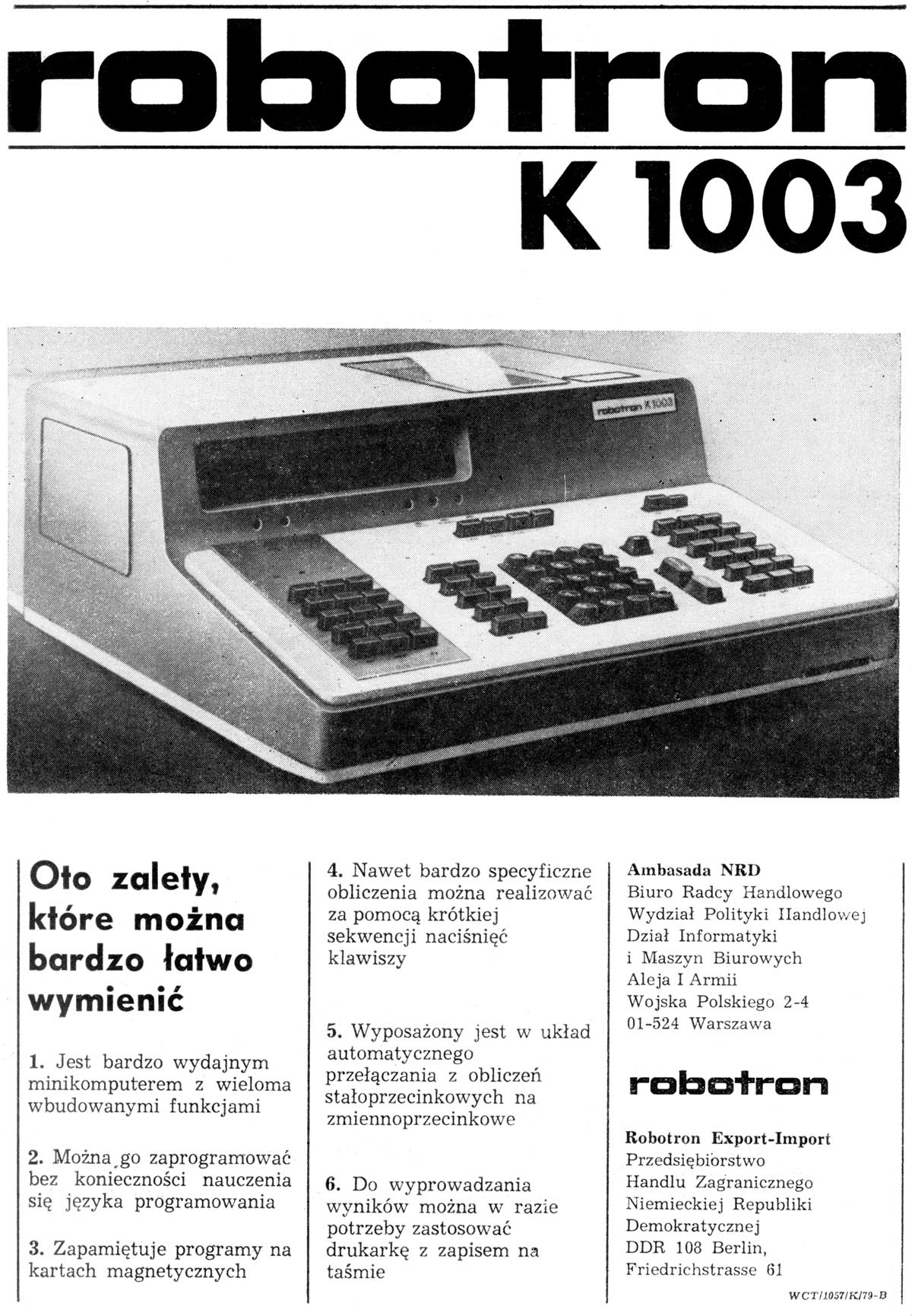 Robotron K 1003 advertisement, Informatyka 12/79