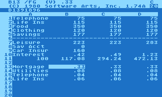 One of the first editions of VisiCalc (Atari 800 computer) 