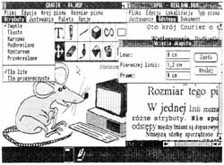 2. EDPOL (polonized WINDOWS WRITE) i GRAFIK (polonized WINDOWS PAINT) on the desktop of fully polonized system MS-WINDOWS.