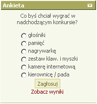 A common type of poll – questions, vote button and viewing the results