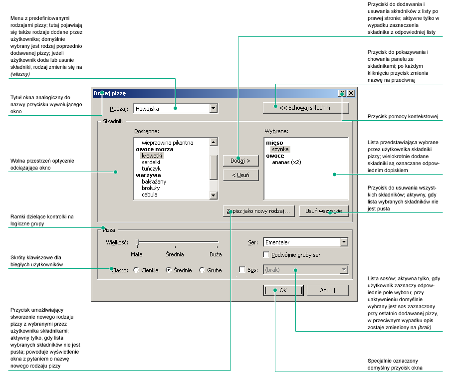 Dialog box project with description