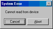 Error message box