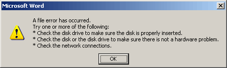 Error message box