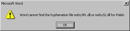 Microsoft Word error message